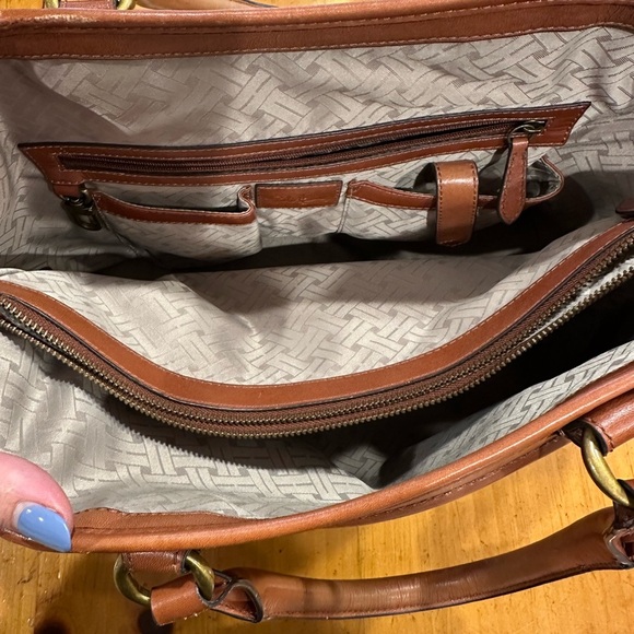 Cole Haan Leather Genevieve Brown Woven Leather Handbag - Picture 2 of 7